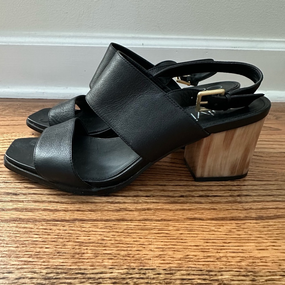 Calvin Klein Rosemary Black Leather Women's Sandals